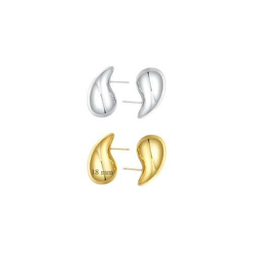 Ascona Mini Chunky Gold Hoop Earrings Set for Women | Lightweight Tear Drop Earrings | Gold Drop Earrings for Women (AS-18MM Gold&Silver) | Amazon (US)