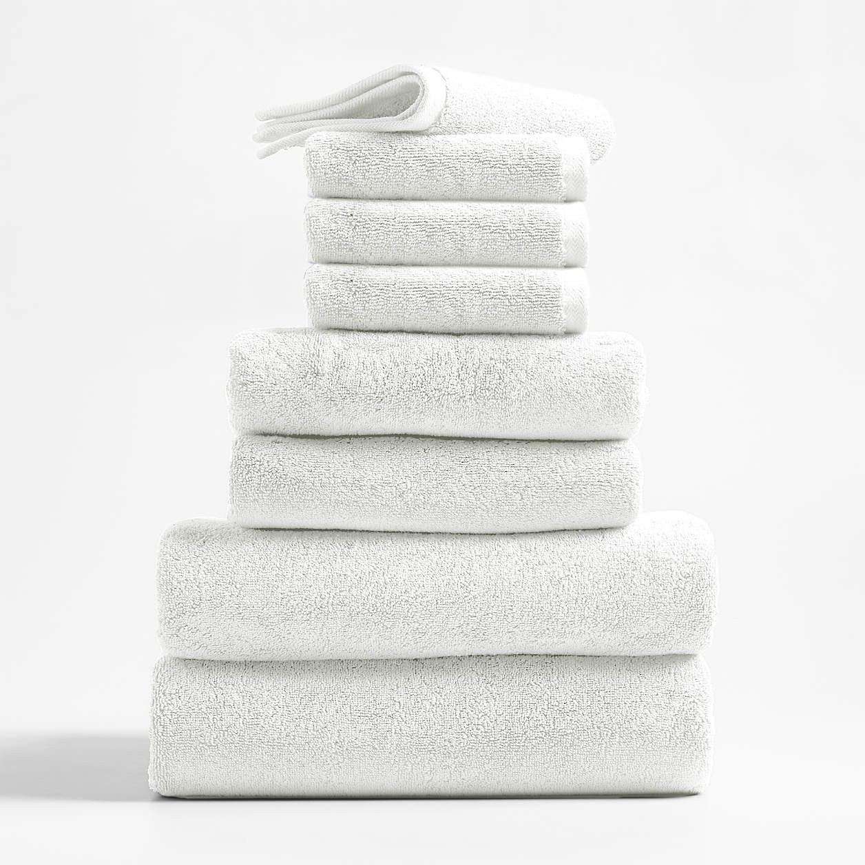 Organic Turkish Cotton White Towels, Set of 8 + Reviews | Crate & Barrel | Crate & Barrel