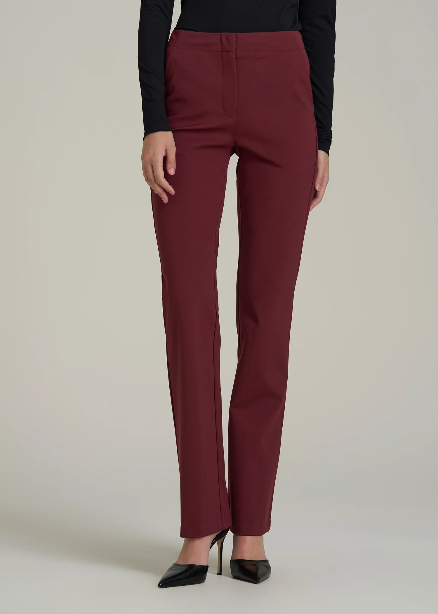 Slim Straight Leg Dress Pants for Tall Women in Tawny Port | American Tall