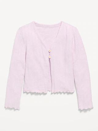 Pointelle-Knit V-Neck Cardigan for Girls | Old Navy (CA)