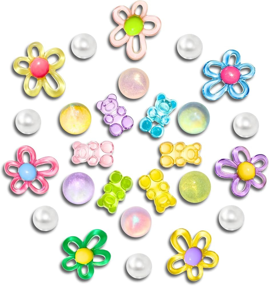 Cute Shoes Charms Summer Daisy Flower Gummy Bear Pearl Charm for Shoe Decoration | Amazon (US)