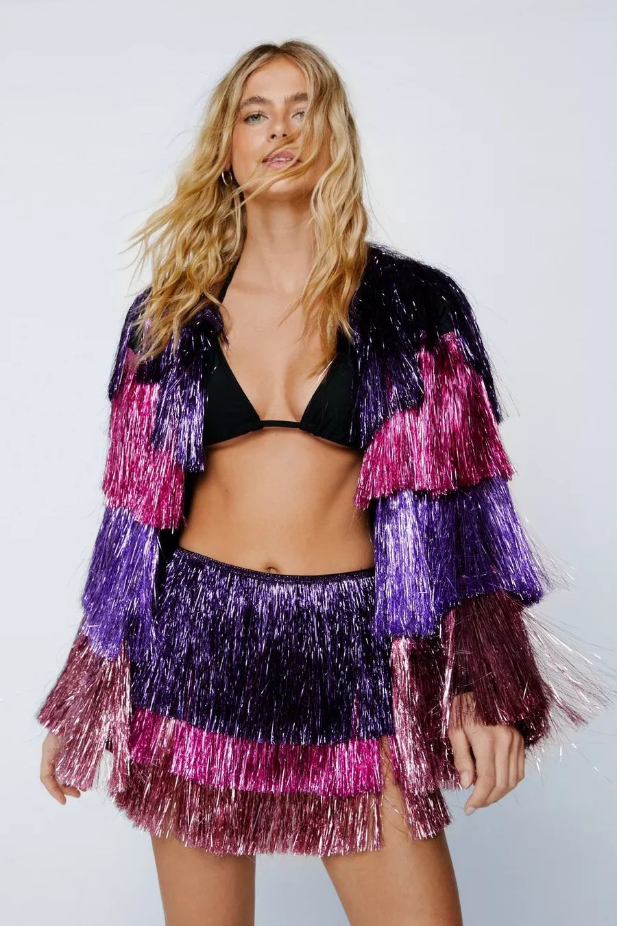 Multicolored High Waisted Tinsel Fringe Shorts | Nasty Gal (US)