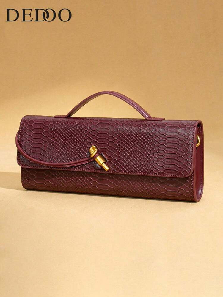 Burgundy Bag Cherry Red Envelope Wine Red Envelope Upscale New Handbag European And American Fashion Crocodile Flip Hand Organ Bag Dinner Bag Shoulder Bag Messenger Bag., Bags Ladies Elegant, Bag For Women Elegant, Luxury | SHEIN