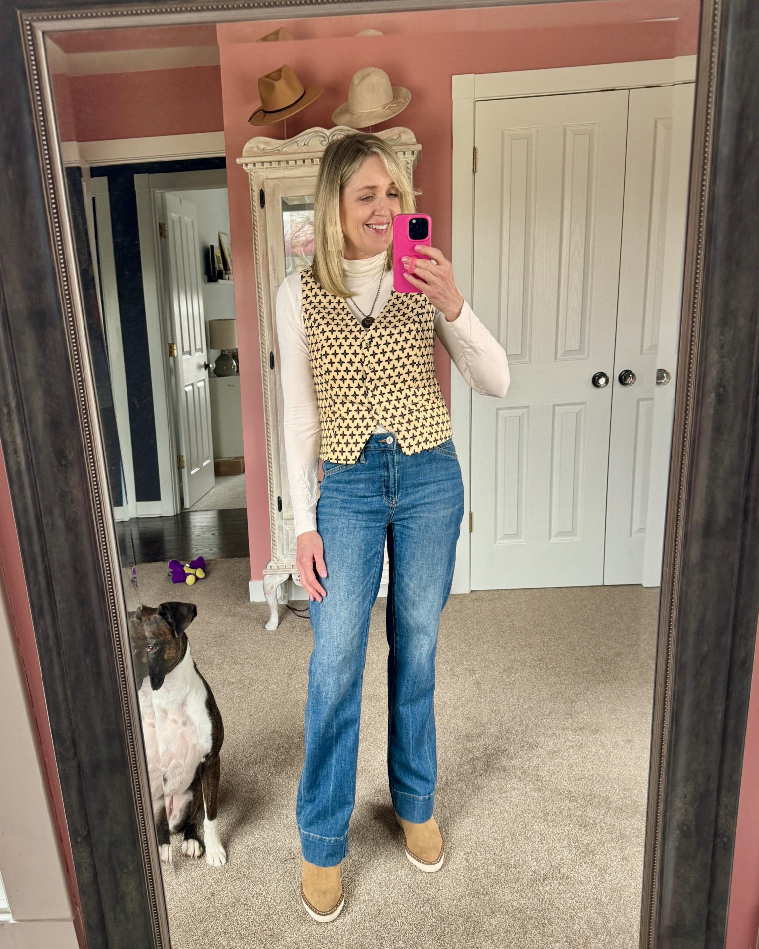 Cute spring transition outfit. Suit vest and trouser jeans. #styleinspo #jeans #suitvest #springoutfit

#LTKstyletip #LTKfindsunder100 #LTKSeasonal
