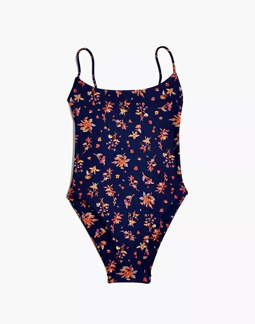 Madewell Second Wave Spaghetti-Strap One-Piece Swimsuit in Floral Reef | Madewell