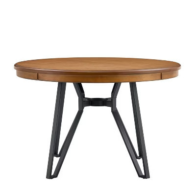 KWPZQEB Round Dining Table, 46.85" Farmhouse Wood Kitchen Table, Traditional Round Dining Room Table with Metal Legs, Seats up to 4, Natural | Target