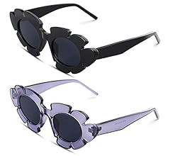 COASION Trendy Cat Eye Flowers Sunglasses for Women Men Retro Fashion Nude Chunky Shades UV400 Pr... | Amazon (US)