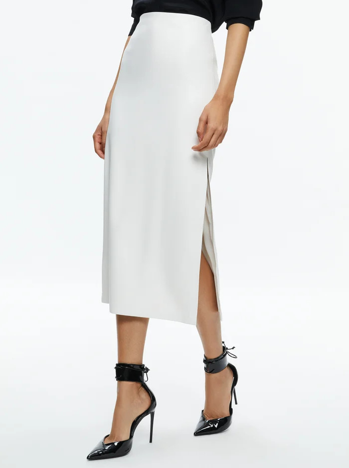 MAEVE VEGAN MIDI SKIRT | Alice + Olivia