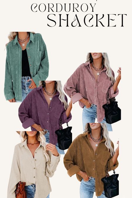 Corduroy button up shacket for fall outfit layering— only $35! Comes in over 30 colors and styles. Size up one size for an oversized fit 

#LTKunder100 #LTKunder50 #LTKstyletip