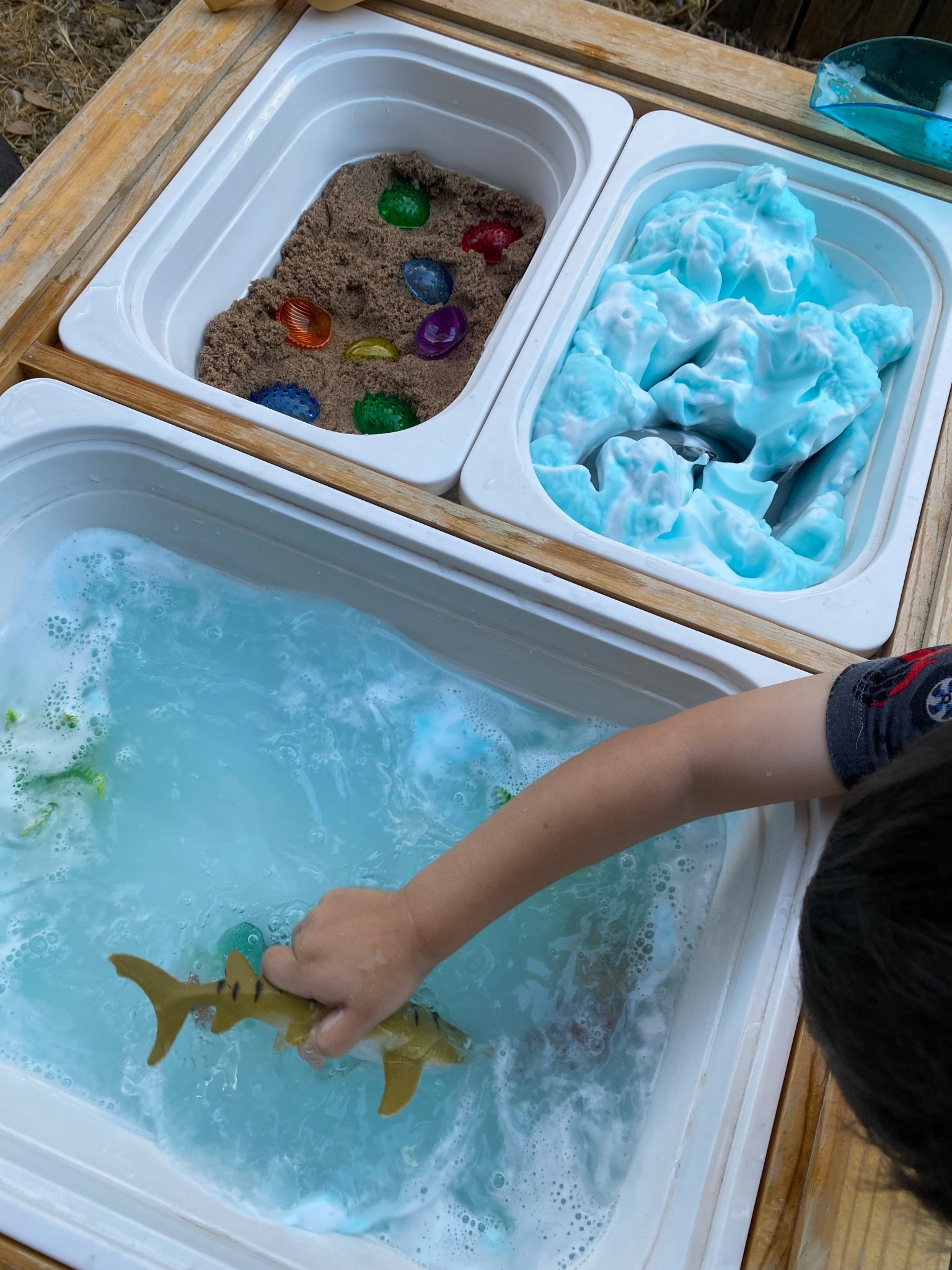 Shark sensory table! #sensorybin #sharks #toddleractivities #toddler #messy #toddlergift

#LTKFamily #LTKKids