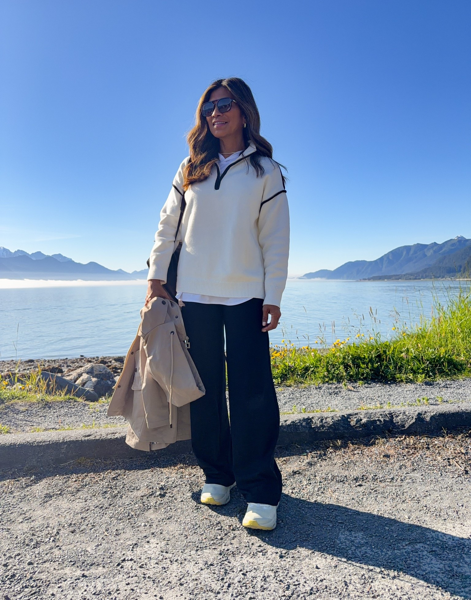 What I wore on a one day Alaska Cruise to the Glacier.
Fleece pullover in small tts
Long sleeve shirt in small tts
Pants in XS tts
Waterproof rain jacket in small tts
Waterproof sneakers tts
I’m wearing thermal set underneath in small tts. 
I have a backpack, binoculars, I packed gloves and beanie too

#LTKHome #LTKOver40 #LTKTravel