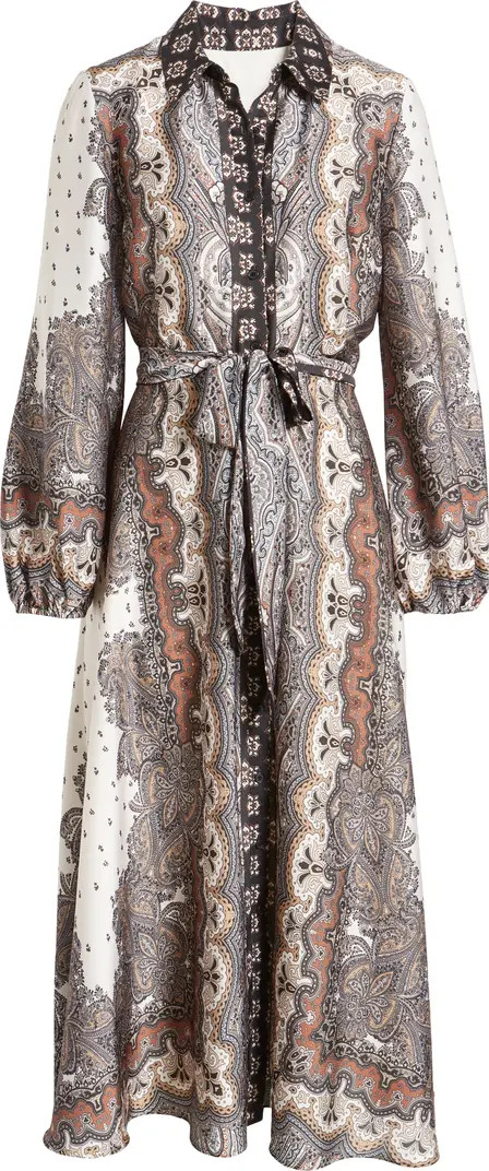 Julia Jordan Tie Belt Long Sleeve Midi Shirtdress | Nordstrom | Nordstrom