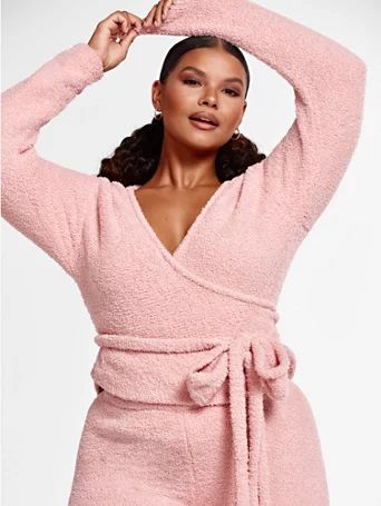 The Cuddle Wrap Sweater in Blush - Fashion To Figure | Fashion to Figure