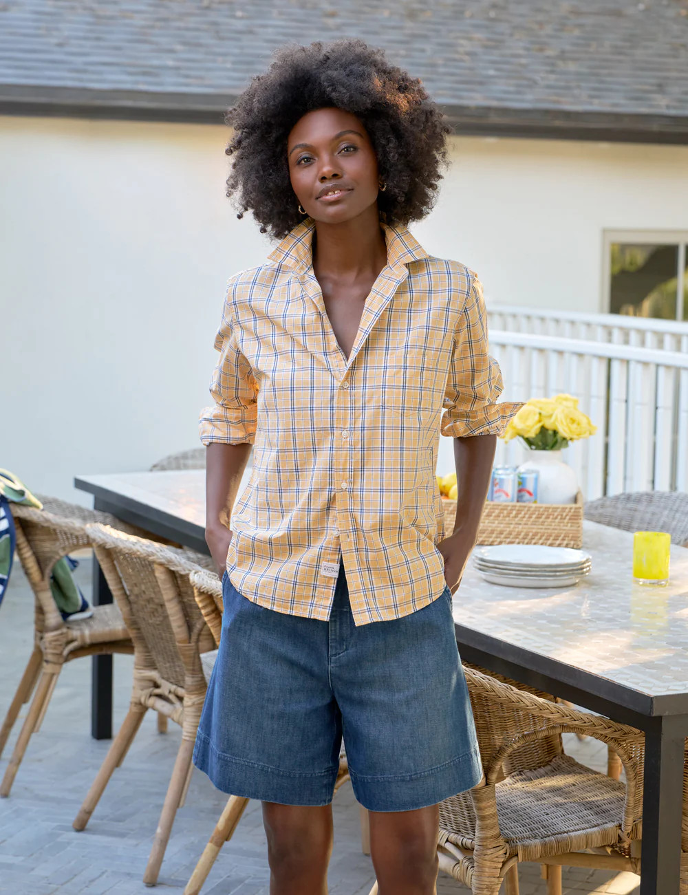 EILEEN Yellow with Blue Plaid, Italian Superluxe | Frank & Eileen
