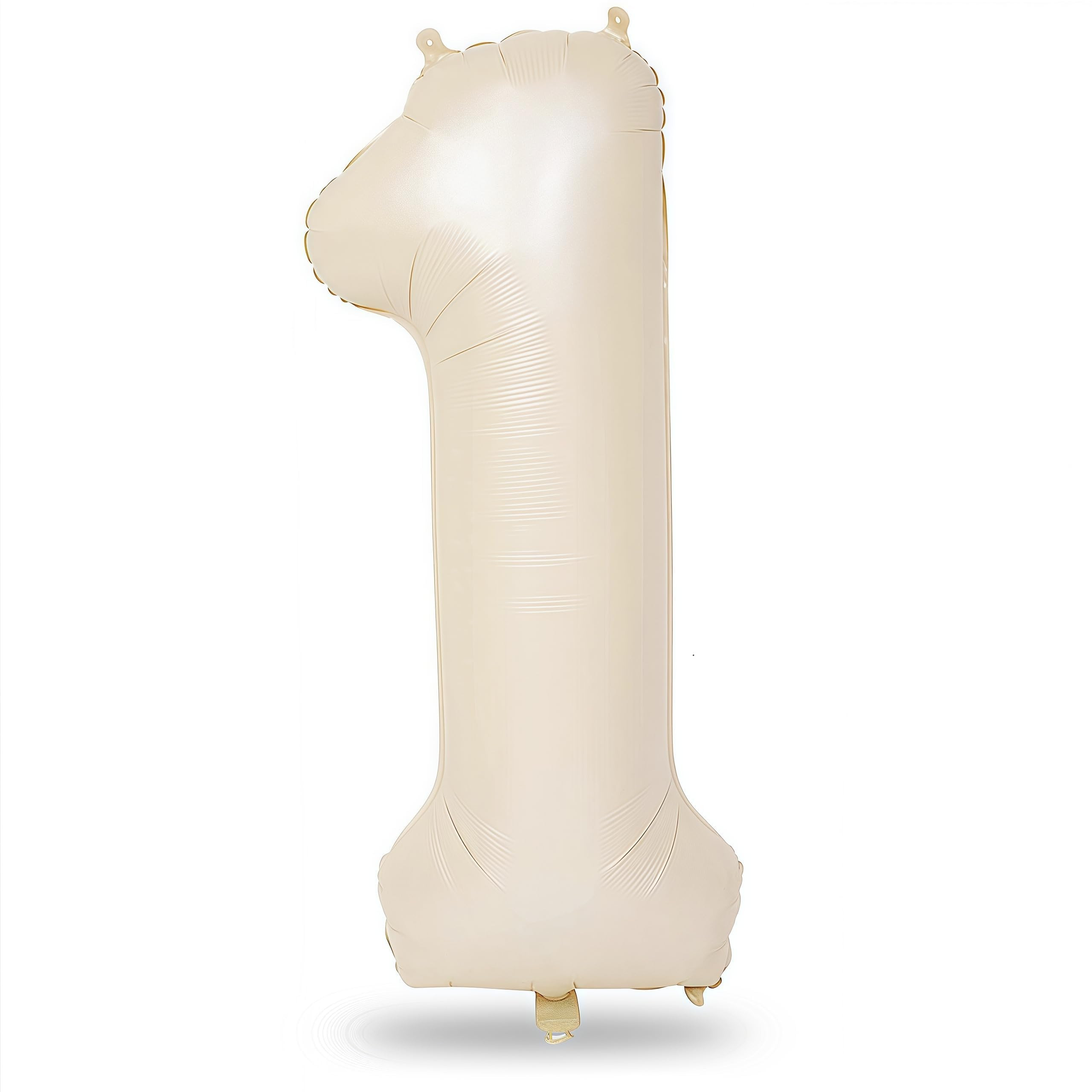 40 Inch Beige Number 1 Balloon for 1st Birthday Decoration, Large Self Inflating Cream Foil Numbe... | Amazon (US)