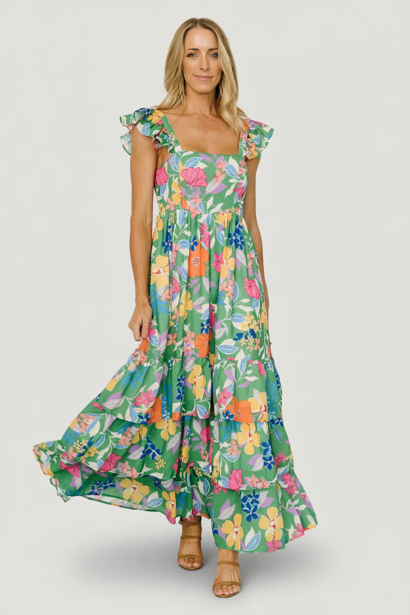 Monte Tiered Maxi Dress — Green Multi | Baltic Born | Baltic Born
