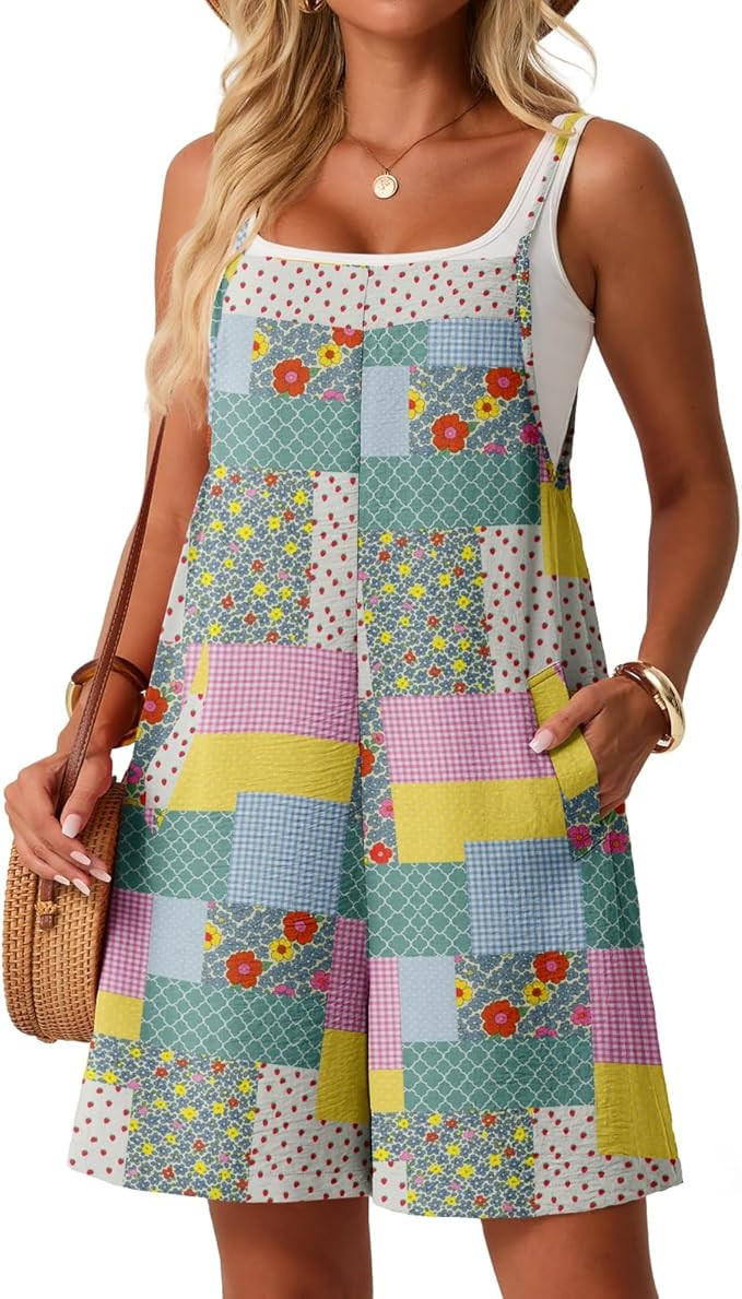 Lepunuo Rompers for Women Summer Casual Jumpers Boho Short Jumpsuits Overalls with Pockets Vacati... | Amazon (US)