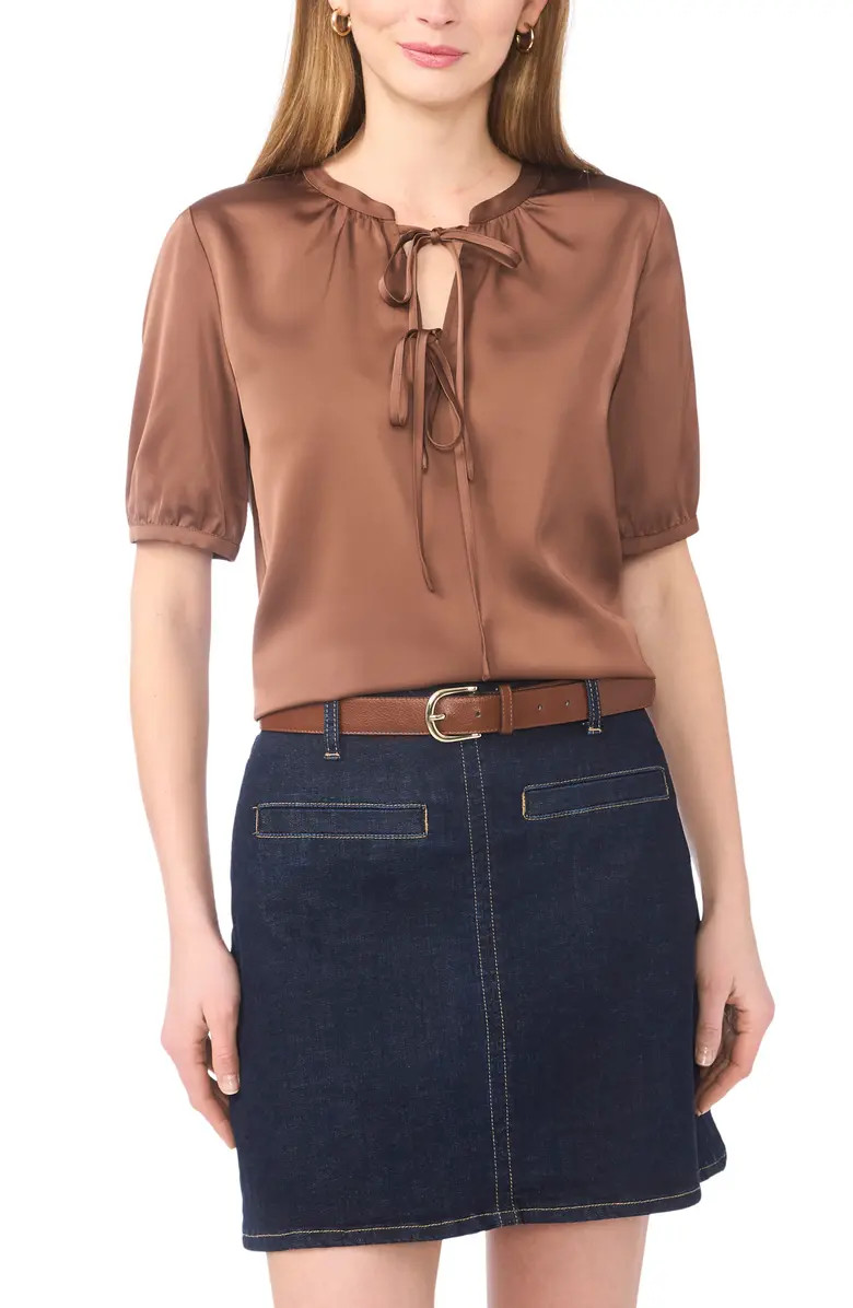 Tie Front Satin Top | Nordstrom