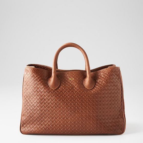 Elisabetta Woven Embossed Leather Handbag | Mark and Graham
