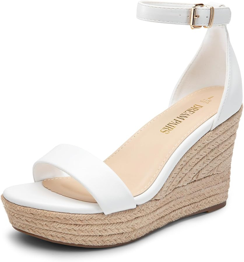DREAM PAIRS Women's Platform Wedges Sandals, Comfortable Open Toe Espadrilles Sandals Dressy Buck... | Amazon (US)
