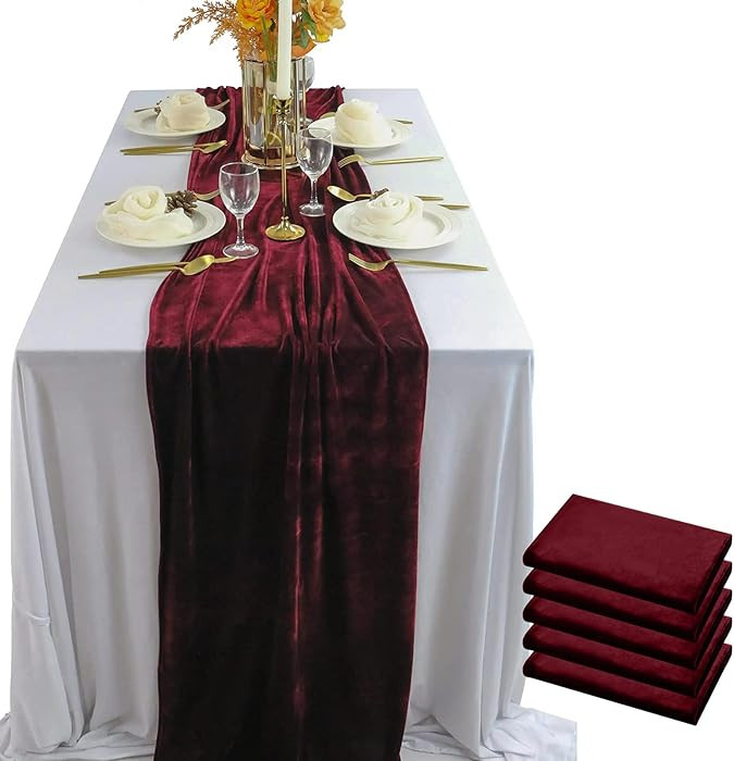 Luxurious Velvet Table Runner, 10ft Wedding Reception Decorations, 20x120inch Soft Velvet Fabric,... | Amazon (US)
