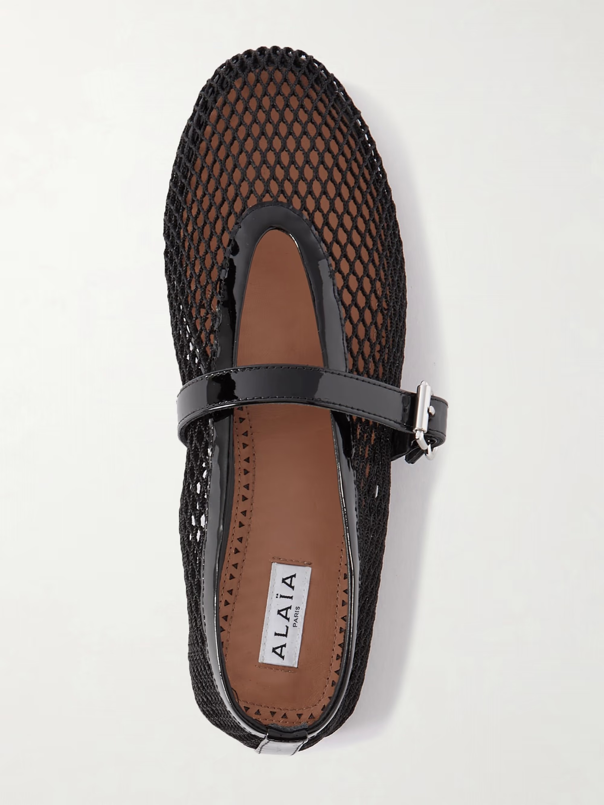 Patent leather-trimmed mesh ballet flats | NET-A-PORTER (UK & EU)