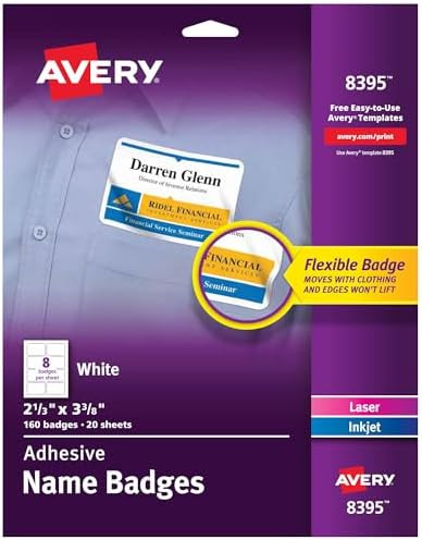 Avery Flexible Printable Name Tags, 2-1/3" x 3-3/8", Matte White, 160 Removable Name Badges (8395... | Amazon (US)