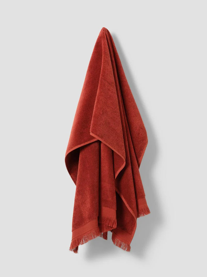 Sandstone Red Fringe Edge Cotton Towels | Piglet