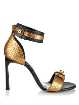 Metallic-python and leather sandals | Matches (US)