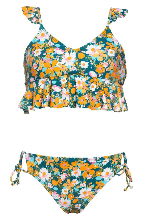 Hobie Kids' Floral Two-Piece Swimsuit in Multi at Nordstrom, Size 14 | Nordstrom