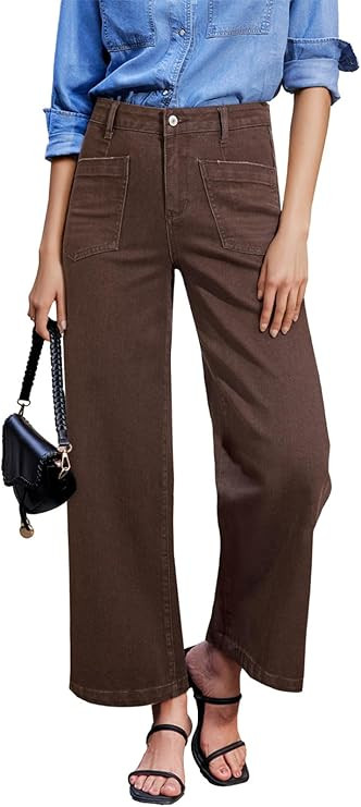 Sidefeel Wide Leg Jeans for Women High Waisted Stretchy Ankle Denim Pants | Amazon (US)