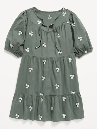 Puff-Sleeve Tiered Floral-Print Swing Dress for Girls | Old Navy (US)