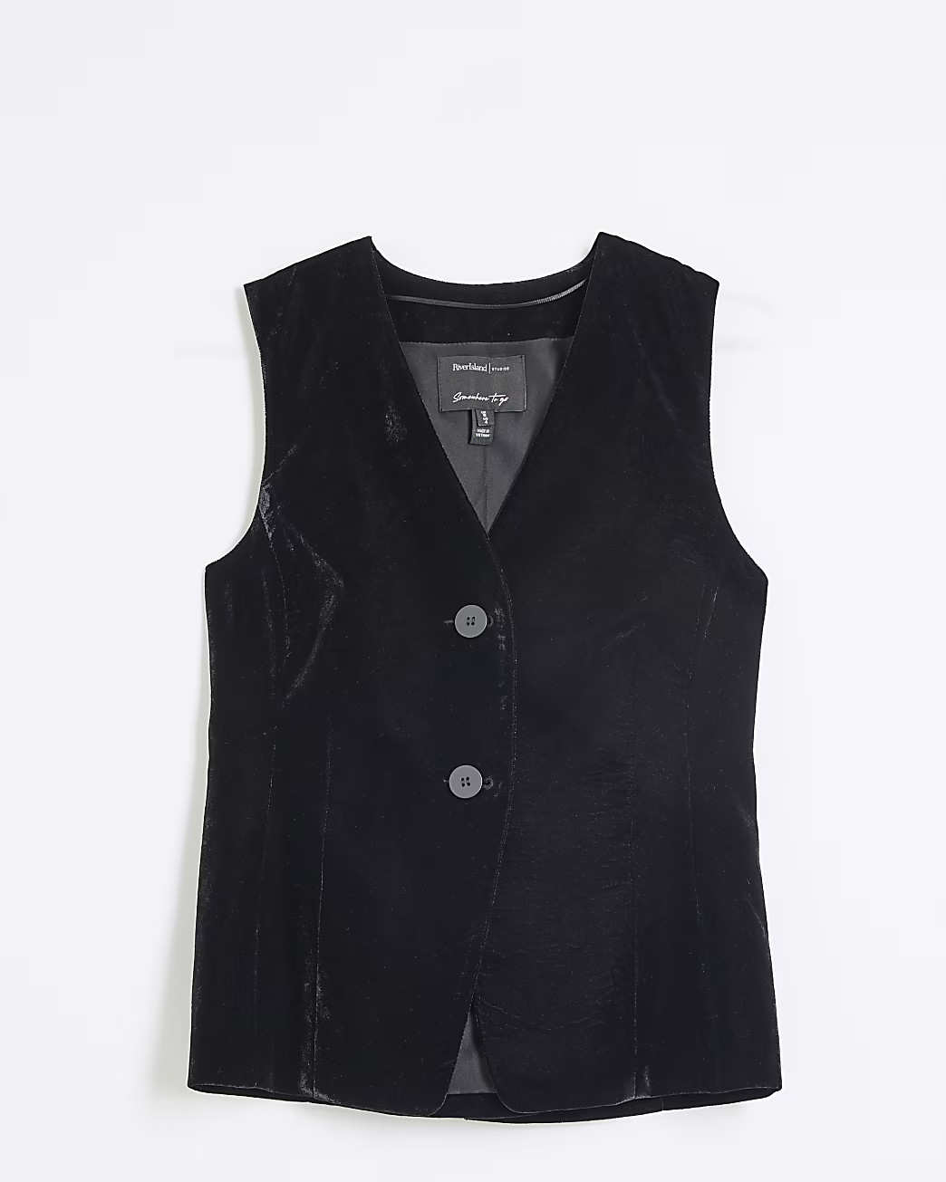 Black Velvet Tailored Waistcoat | River Island UK & IE