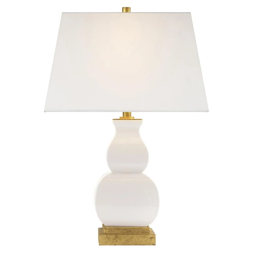 Visual Comfort Fang Modern Cream Crackle Ceramic Linen Shade Table Lamp | Kathy Kuo Home