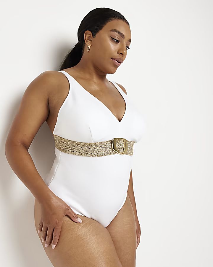 White belted swimsuit | River Island (UK & IE)