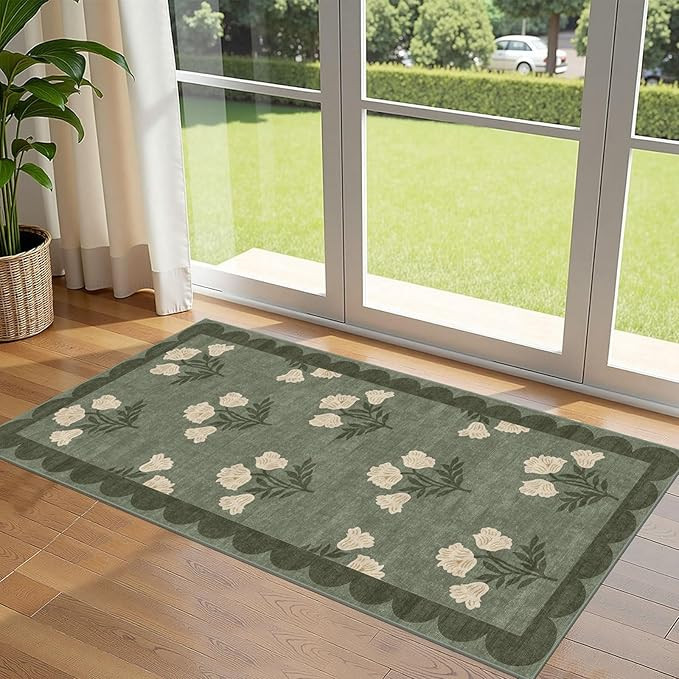 Front Door Mat Indoor Entrance - 2x4.3 Ft Floral Washable Layered Doormat Outdoor Entrance Porch ... | Amazon (US)
