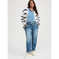 Weekend Boyfriend Mid Rise Straight Jeans in Mediumblue-Denim | Torrid (US & Canada)