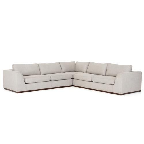 Stanley Modern Classic Light Grey Upholstered 3 Piece Sectional Sofa | Kathy Kuo Home