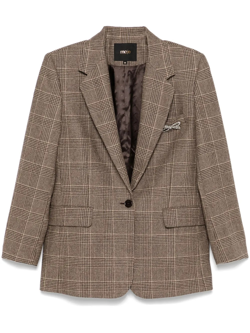 Maje Prince Of Wales-check Blazer | Brown | FARFETCH | Farfetch Global
