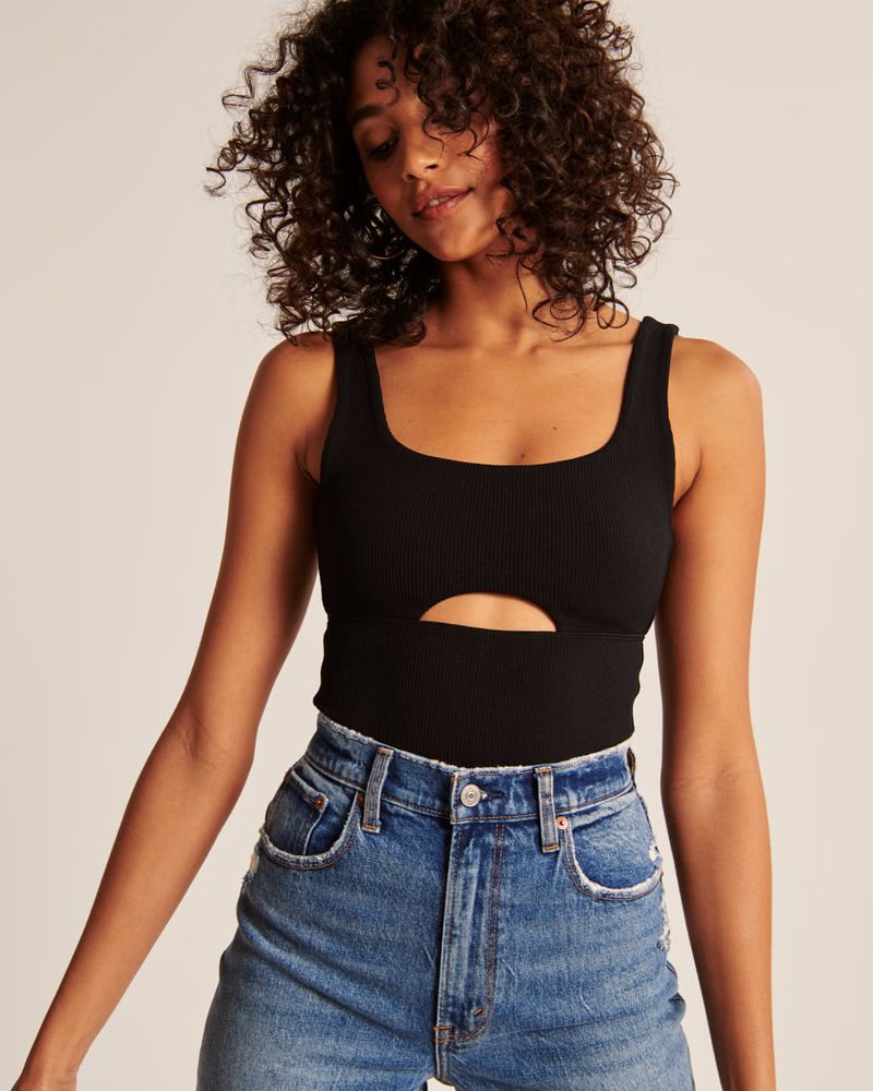 Seamless Ribbed Cutout Tank Bodysuit | Abercrombie & Fitch (US)