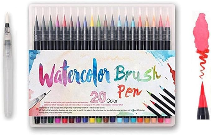 Alycoco Watercolor Brush Pens Set - Premium Soft Flexible Dual Tips Coloring Brush Pen & Fineline... | Amazon (US)