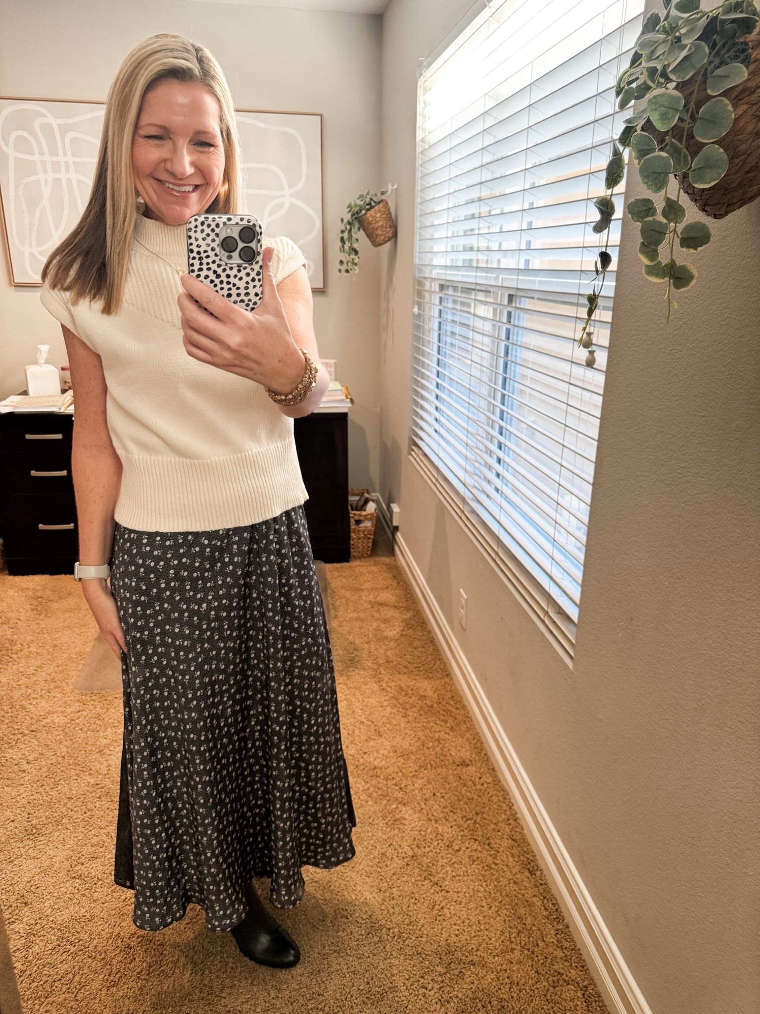 Bad lighting but had to share my meeting outfit from yesterday because my Aerie skirt is marked down to $14.99. This print is sold out but the black lace and one other print are still in stock. 

My sleeveless knit sweater is Loft and almost sold out. 

#LTKootd #LTKOver40 #LTKWorkwear