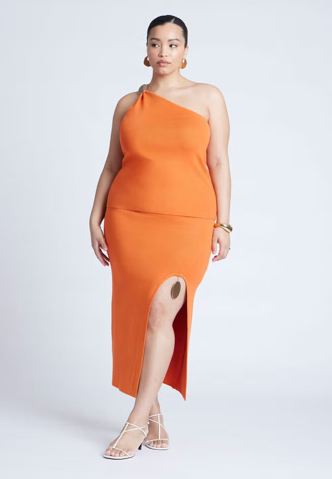 Knit Skirt With Slit And Hardware | Eloquii