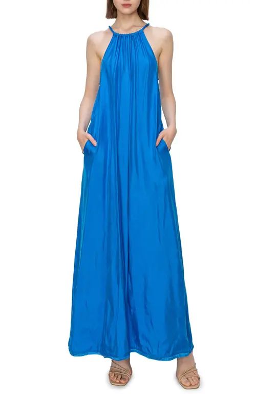 MELLODAY Fringe Hem Shift Dress in Blue at Nordstrom, Size Large | Nordstrom