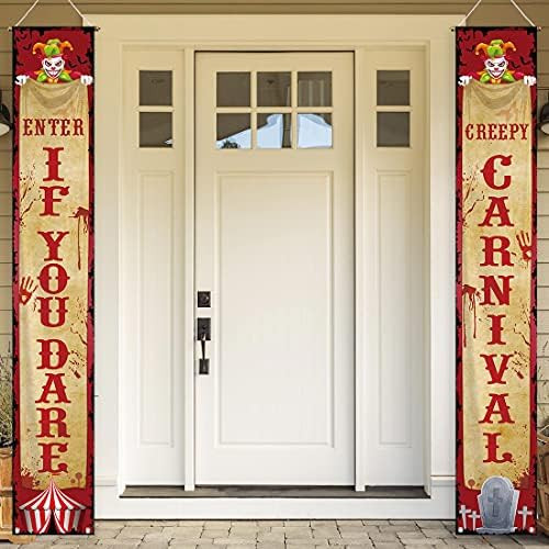 Allenjoy Halloween Evil Circus Porch Banner Creepy Carnival Party Decor Set Scary Clown Hallowmas... | Amazon (US)