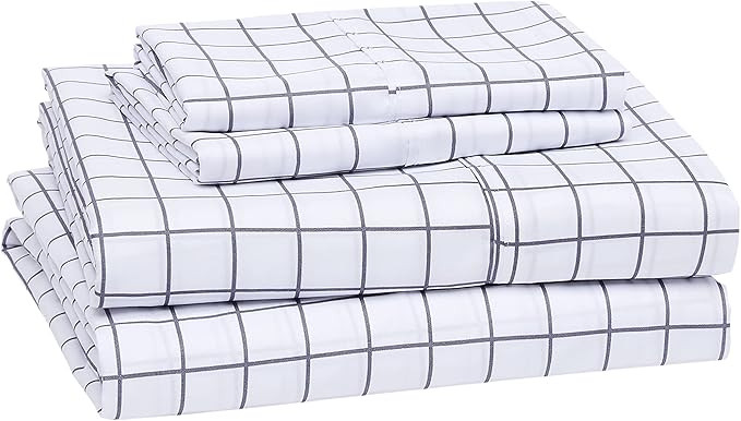 Amazon Basics Lightweight Super Soft Easy Care Microfiber Bed Sheet Set with 14” Deep Pockets -... | Amazon (US)