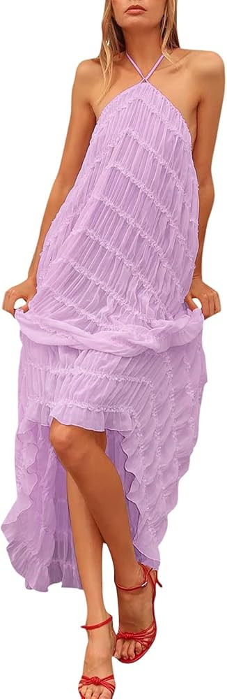 Dresses for Women 2024, Women's Light Solid Color Sexy Lace Loose Vacation Dress Oversized, S, XL | Amazon (US)