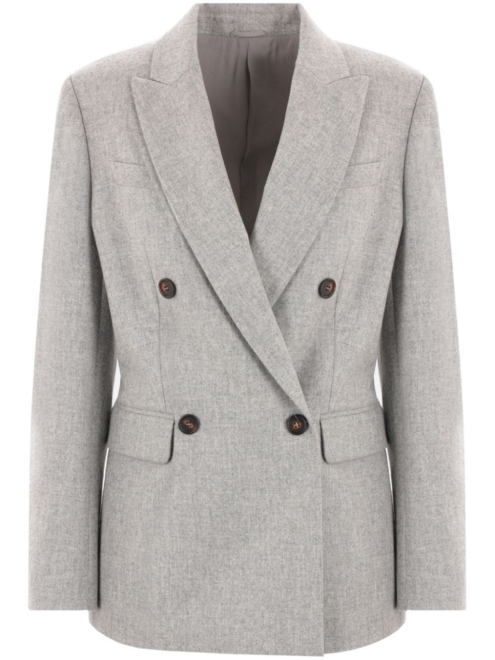 Brunello Cucinelli Women's Double-Breasted Blazer in Grey | Size 42 | MD5887083C030 | LOZURI