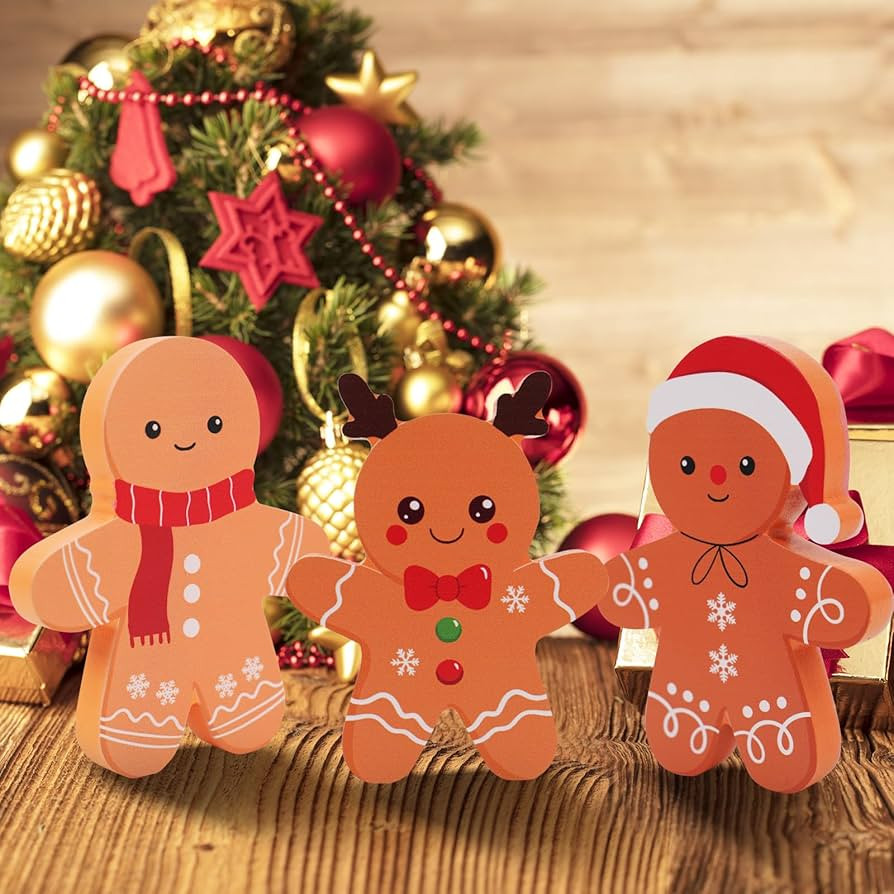COCHIE Gingerbread Man Christmas Decorations Indoor, Cute Gingerbread Man Tiered Tray Decor Set o... | Amazon (US)
