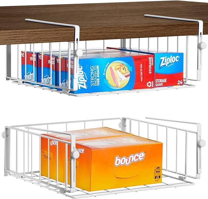 2 Pack Hanging Under Shelf Storage Basket,Adjustable Under Cabinet Add-on Storage Racks Slide-in ... | Amazon (US)